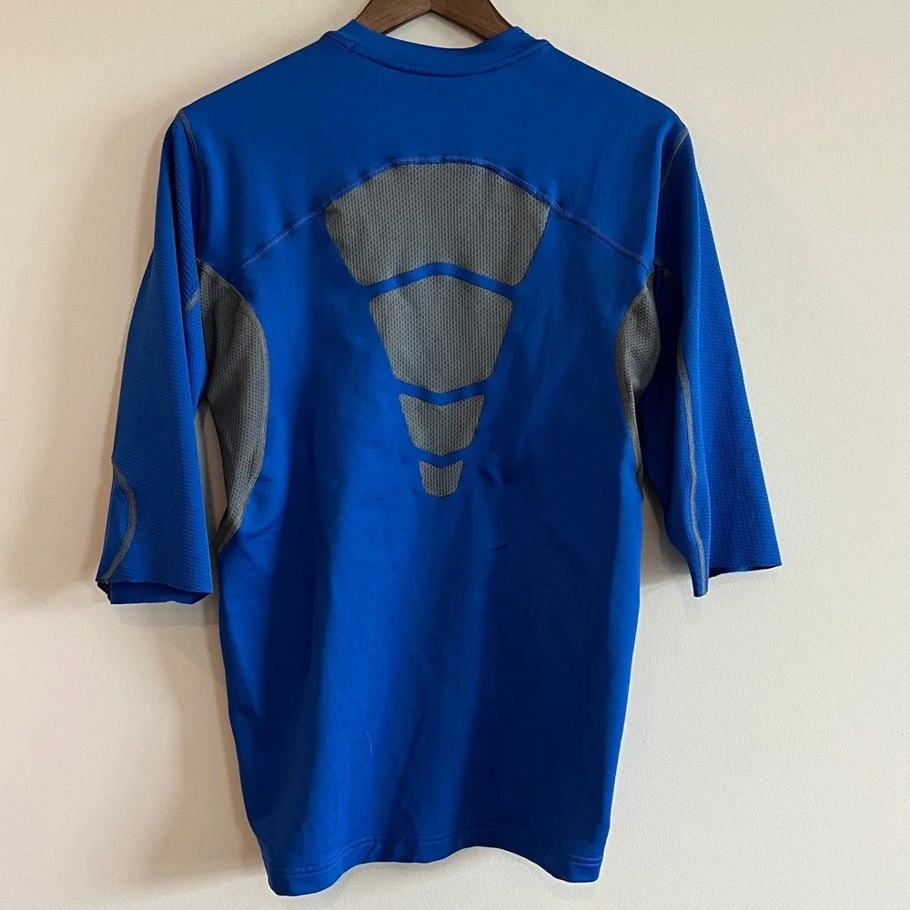 Nike Pro Combat Dri-FIT Cut Off Sleeve Compression Shirt Blue Grey Mens Large
